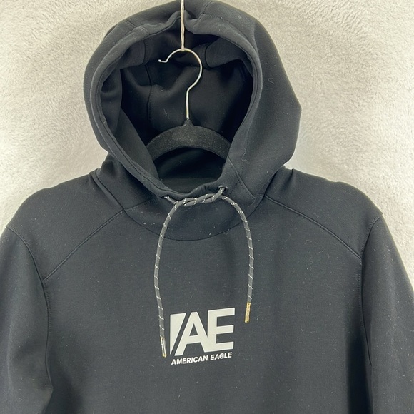 American Eagle Women’s Pullover Hoodie Sweatshirt XS Black Polyester/Viscose EUC - Picture 3 of 11